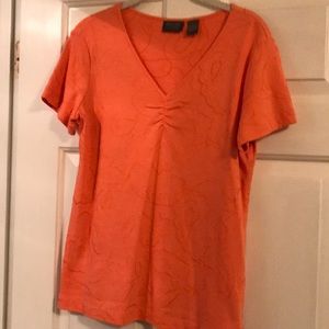Chico’s Orange short sleeve V Neck top